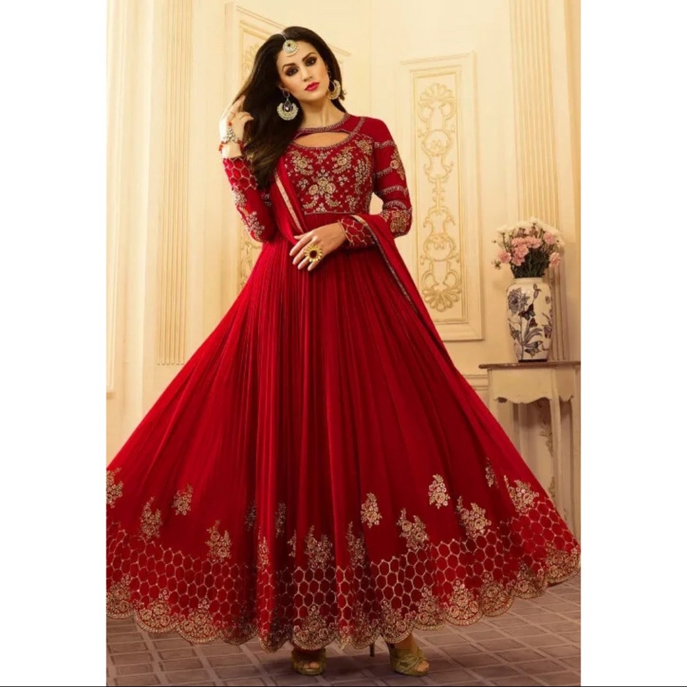 Embroidered Georgette Abaya Style Suit